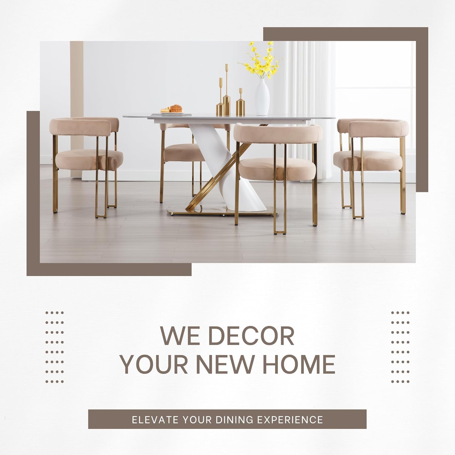 Set of 6 Velvet Khaki Dining Chairs M379133