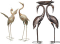Copper Gold Metal Garden Crane Bird Sculpture S474
