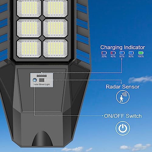 2 Pack 3200W Solar Street Lights with Motion Sensor IP66 6500K R47954