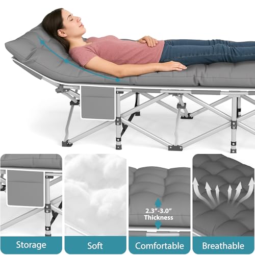 2 Pack Heavy Duty Folding Camping Cot with Carry Bag Y1924