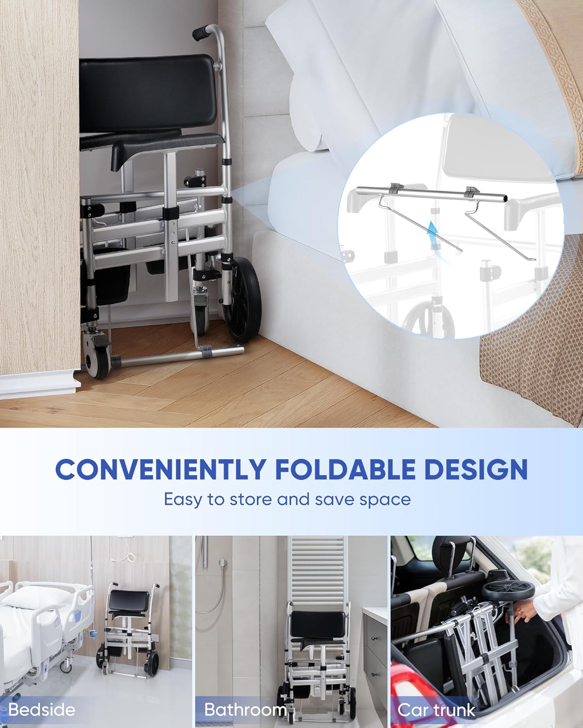 Folding Shower Chair with Wheels N5207