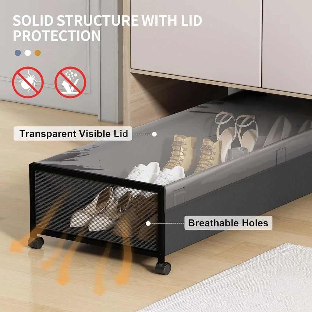 Black 2 Pack 54L Under Bed Storage Drawers with Wheels V1985