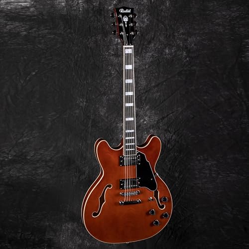 Brown Semi-Hollow Body Electric Guitar with F-Hole D49477