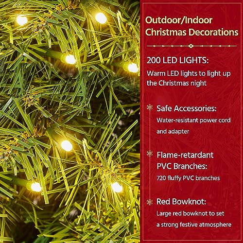 48in Pre-lit Artificial Christmas Wreath with 200 LED Lights S975