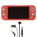 Coral Nintendo Switch Lite Console with Black In Ear Headphones C5896