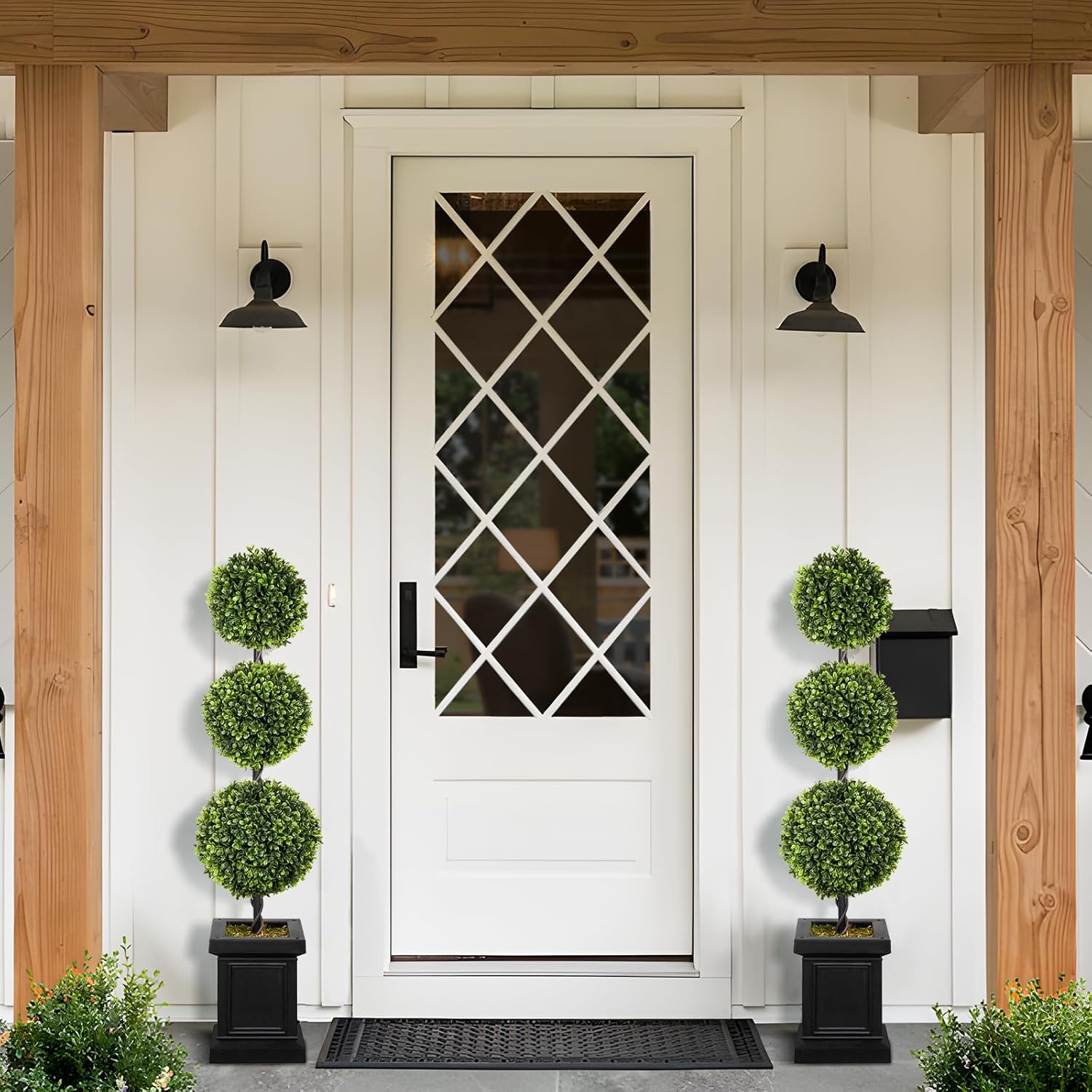 Set of 2 3.5ft Artificial Boxwood Topiary Trees V85578