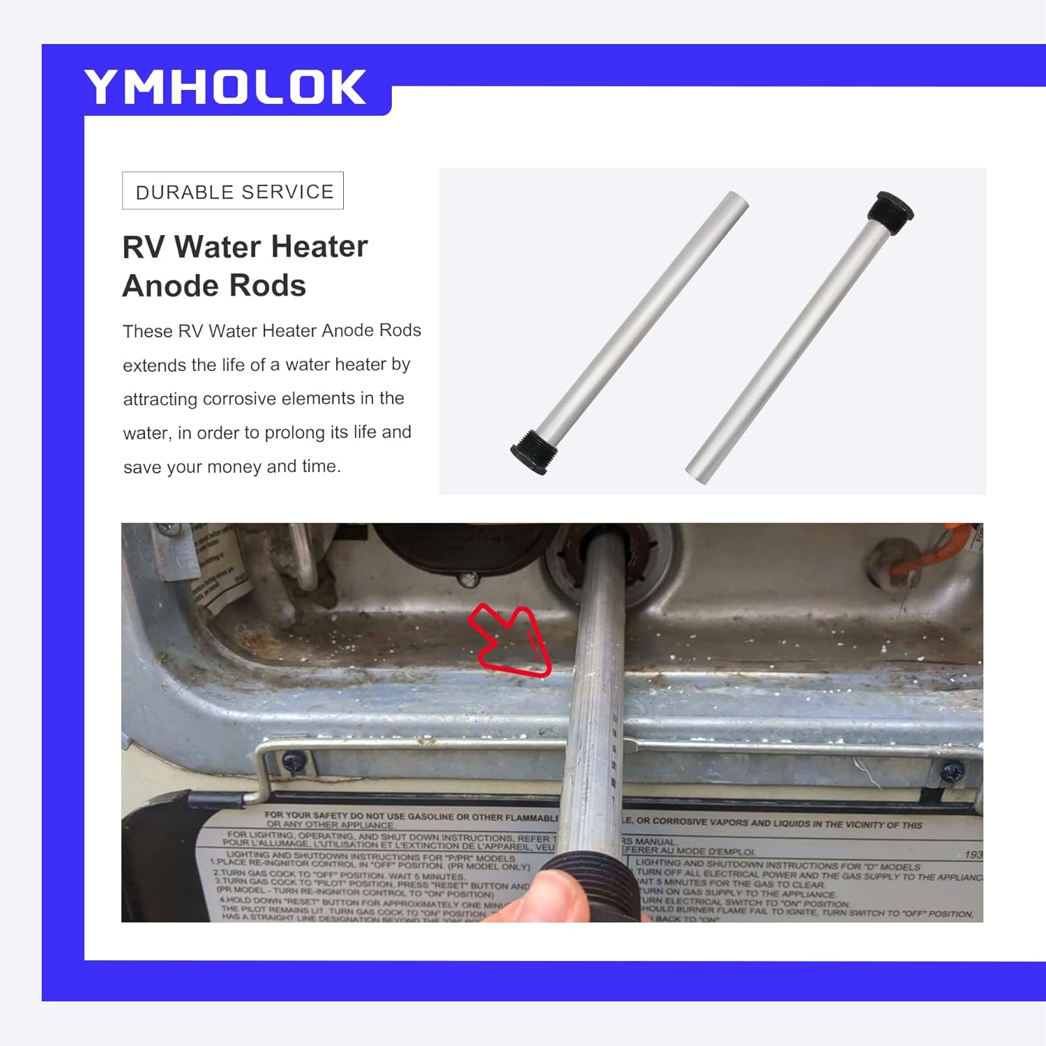 2Pack 9.25" x 3/4" NPT Magnesium Anode Rod I10476
