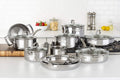 17pc Stainless Steel Cookware Set with Glass Lids Y759828