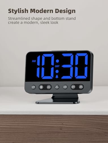 Silver Large Number Alarm Clock with Dimmer and Night Light M89858