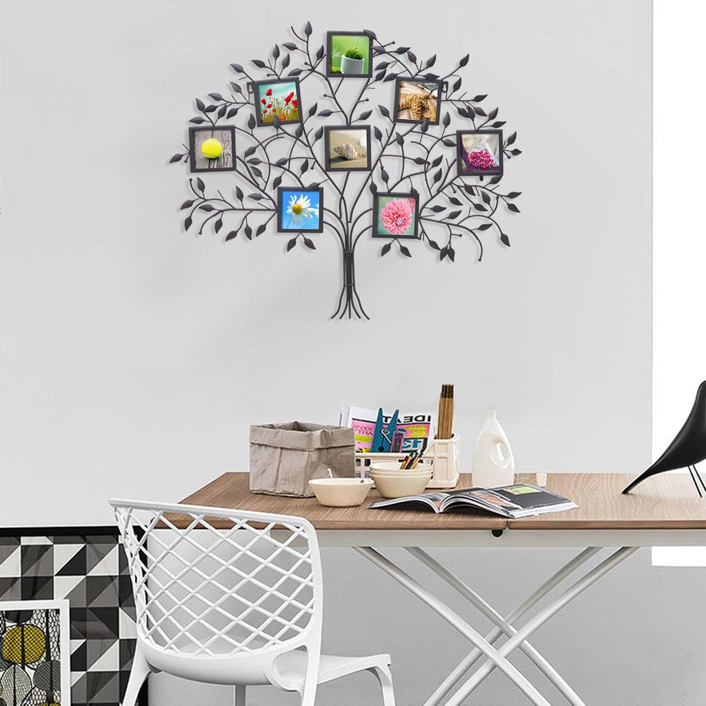 Black Metal Wall Hanging Picture Frame with 8 Openings S476