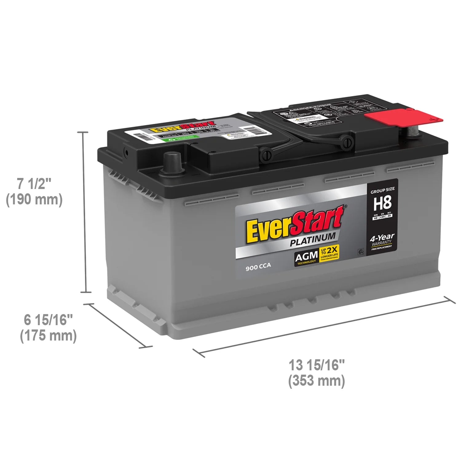 Platinum AGM Automotive Battery, Group Size H8 / LN5 / 49 12 Volt, 850 CCA 150 RC F668
