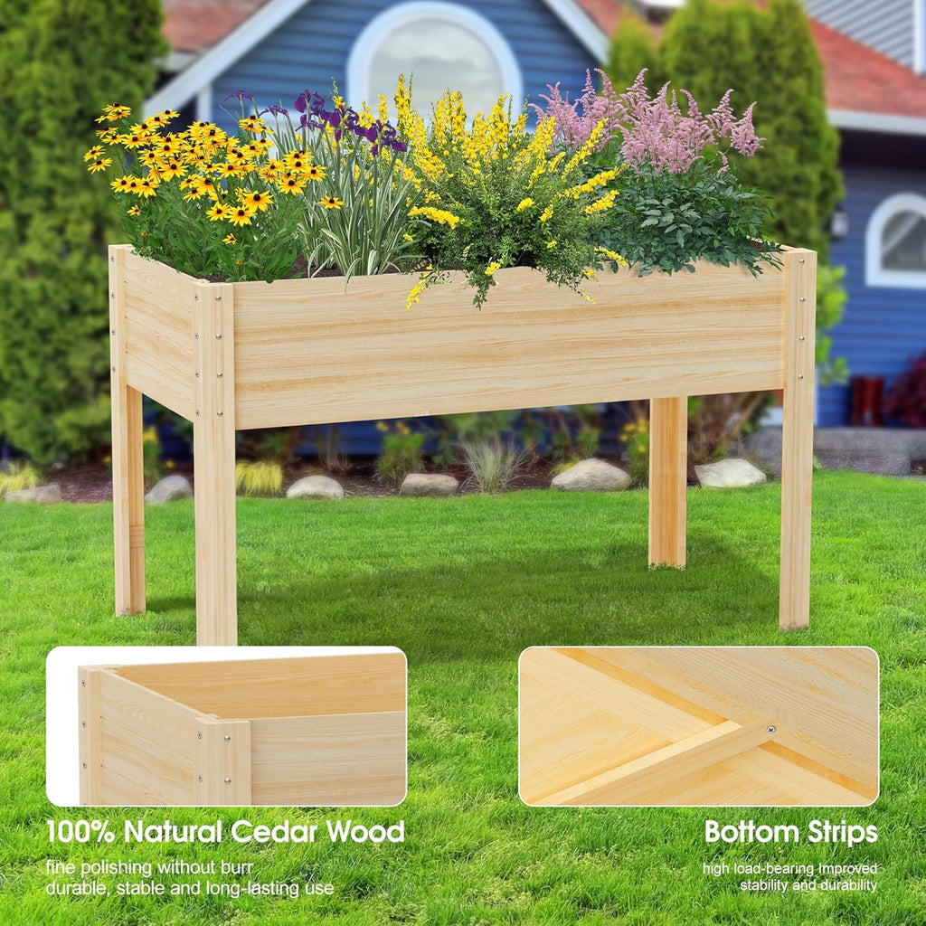 Wooden Potting Bench Table with Raised Garden Bed H49914