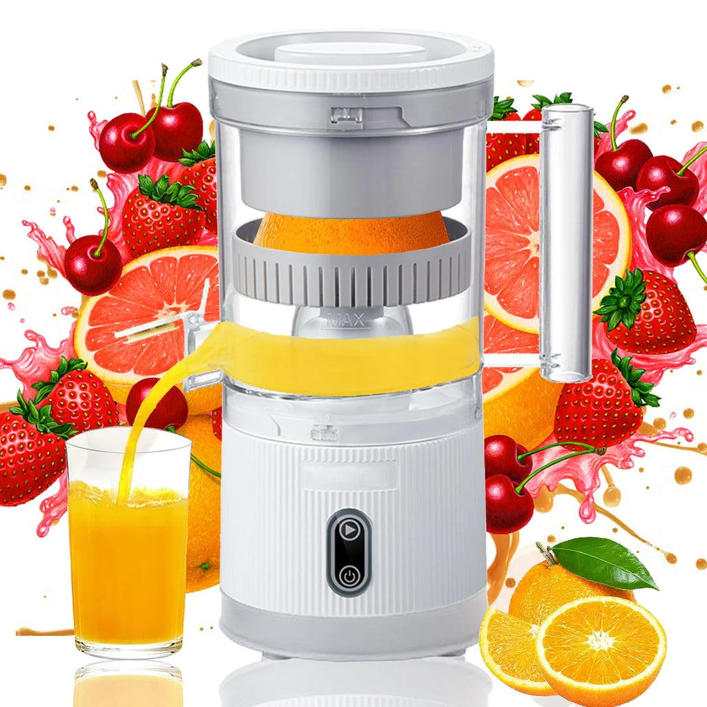 Electric Citrus Juicer Squeezer with Pulp Basket, 300ml, USB Charging, BPA-Free (White) F81608
