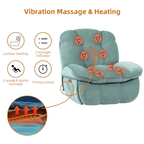Power Recliner Chair with Heated and Massage, Swivel Rocking Recliner A625541