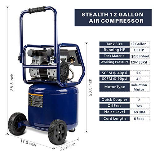 12 Gallon Ultra Quiet Oil-Free Air Compressor F282