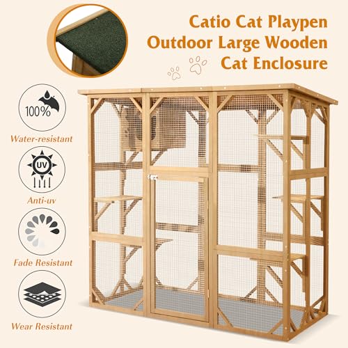 Grey Wooden Cat Enclosure with Platform F519706