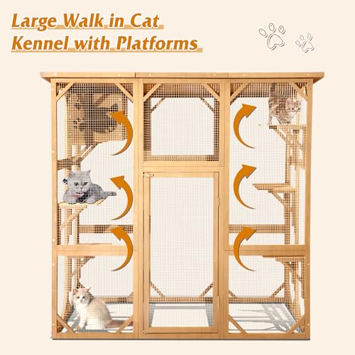 Grey Wooden Cat Enclosure with Platform F519706