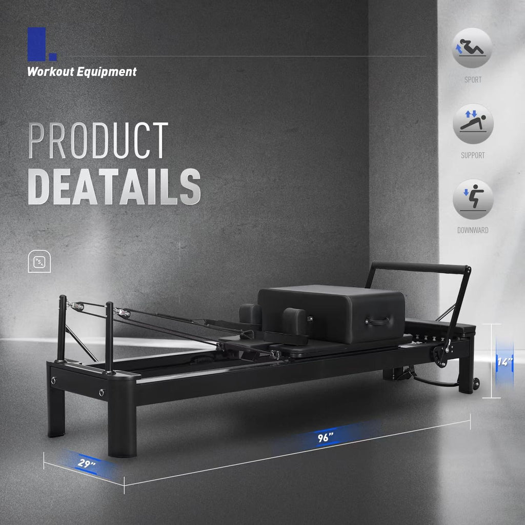 Aluminium Pilates Reformer with Reformer Box and Padded Jump Board Q2303
