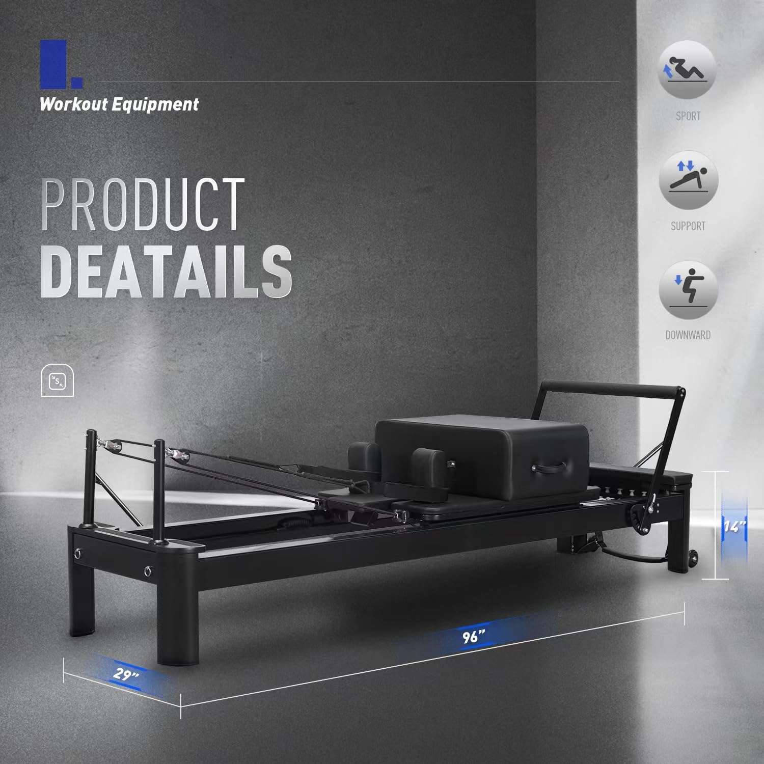 Aluminium Pilates Reformer with Reformer Box and Padded Jump Board Q2303