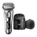 Silver Electric Shaver, Wet and Dry, Rechargeable Cordless Razor with Clean & Charge Station and Travel Case J2895