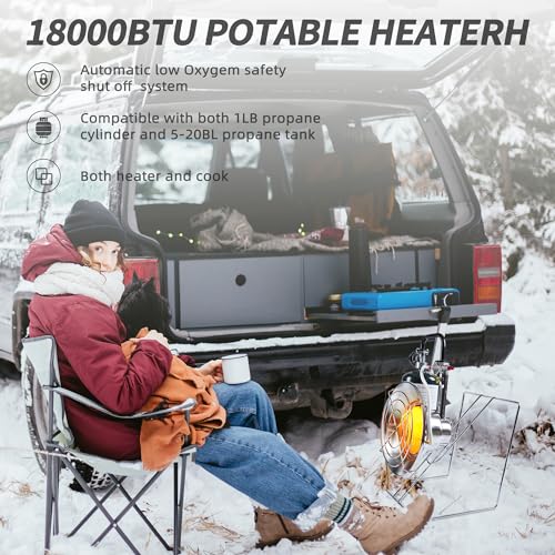 Propane Gas Heater with Windproof USB Lighter, Cordless with Cylinder Stand X9487