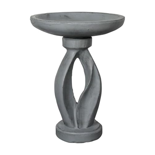 25.5 Inch Wood-Look Concrete Bird Bath W15614