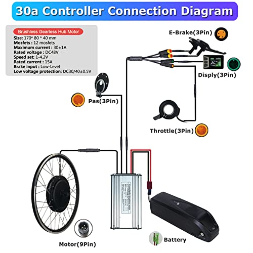 48V 1000W 1500W Rear Drive Hub Motor Ebike Conversion Kit, 27.5inch E97557