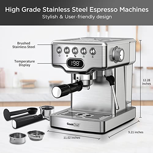 20 Bar Espresso Machine with Milk Frother Steam Wand, Stainless Steel B109