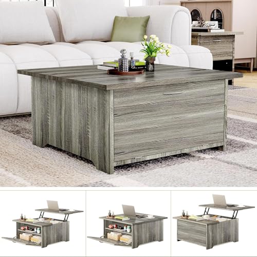 Gray Oak Lift Top Coffee Table with Storage A6416