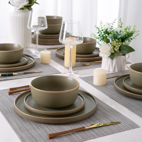 Stoneware Dinner Plates Set of 4, 10.25 Inch Reactive Matte Glaze Ceramic Plates Z272
