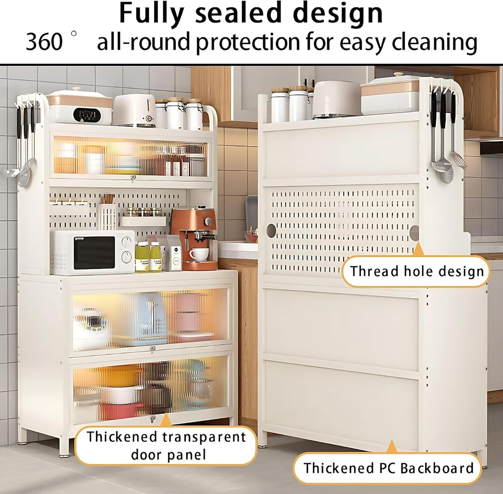 White 5-Tier Bakers Rack with Flip Door X539030