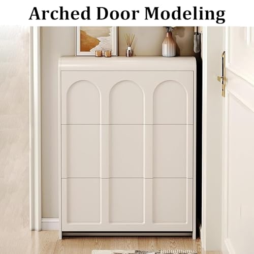 White Shoe Storage Cabinet with 2 Flip Drawers A8527