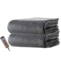 Steel Gray Velveteen Plush Electric Heated Throw Blanket with Auto Shut-Off A618