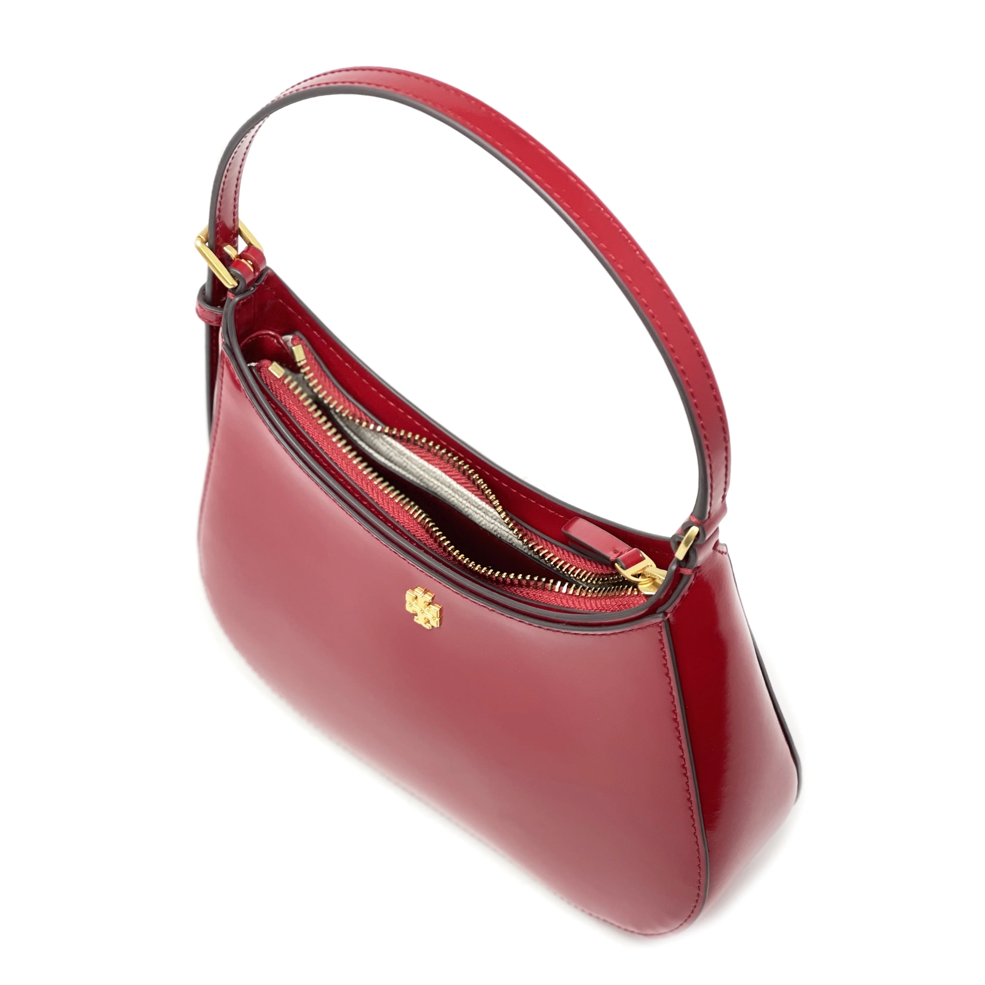 Lipstick Red Small Patent Zip Shoulder Bag F96628