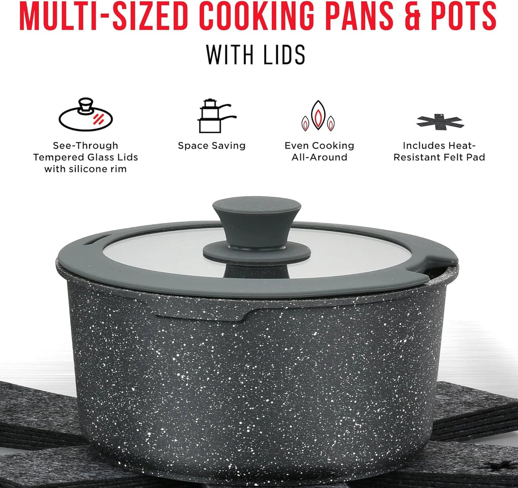 15-Piece Granite Non-Stick Cookware Set with Removable Handles V560