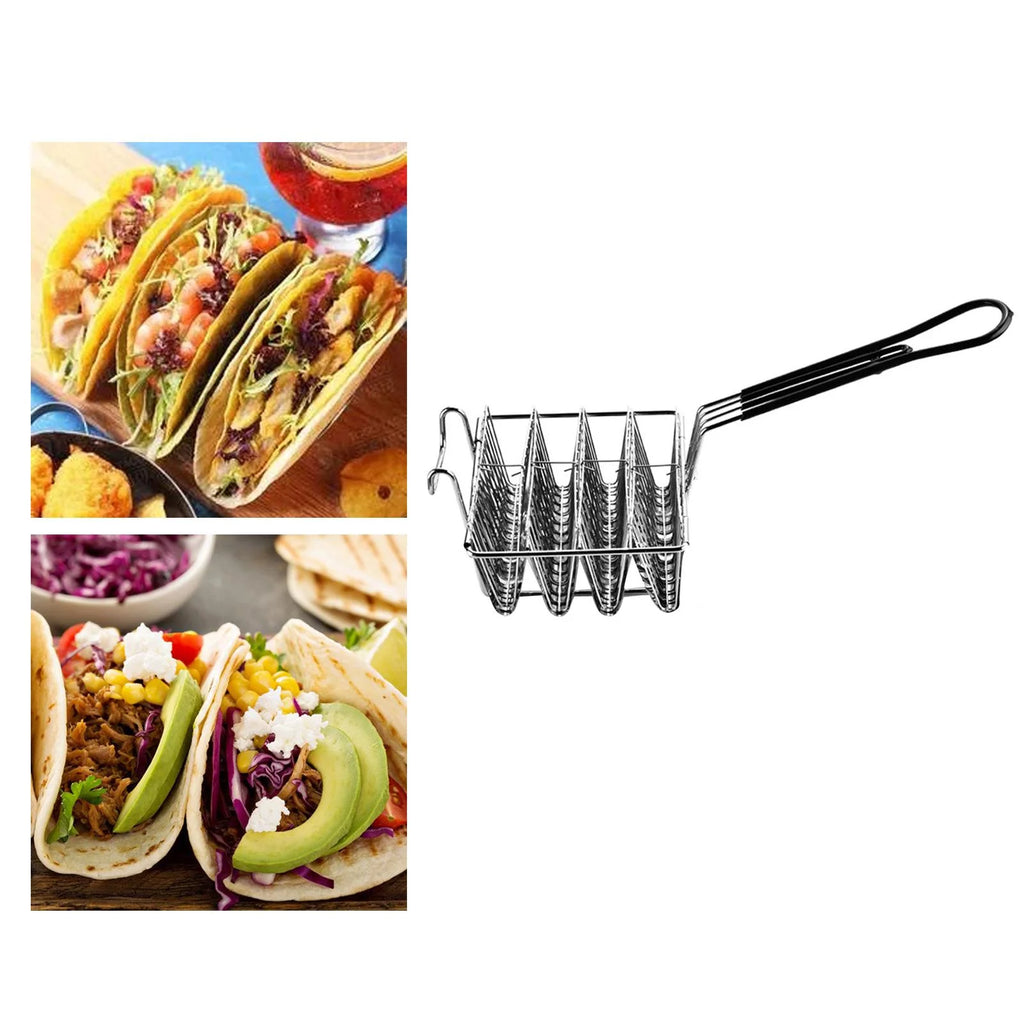 Stainless Steel Taco Fryer 4 Shells Deep Fryer Basket D784