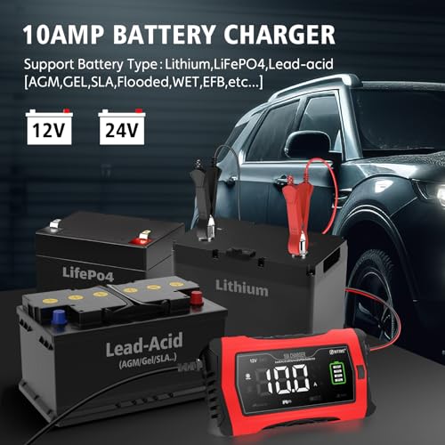 10-Amp 12V 24V Smart Car Battery Charger Z3913