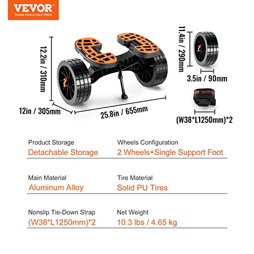 Foldable Aluminum Kayak Cart with 10'' Solid Tires T915
