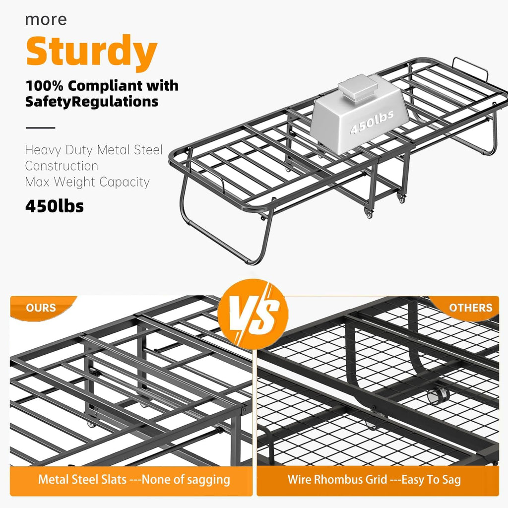 Folding Bed with Memory Foam Mattress on Wheels Z537