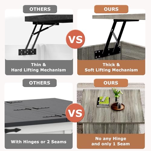 Gray Oak Lift Top Coffee Table with Storage A6416