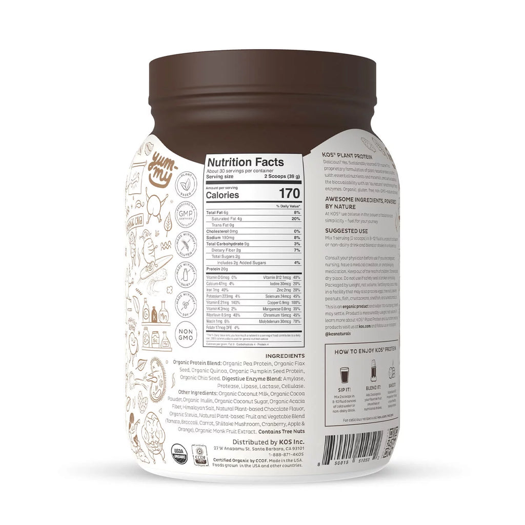 Chocolate Organic Pea Protein Powder, 30 Servings V890