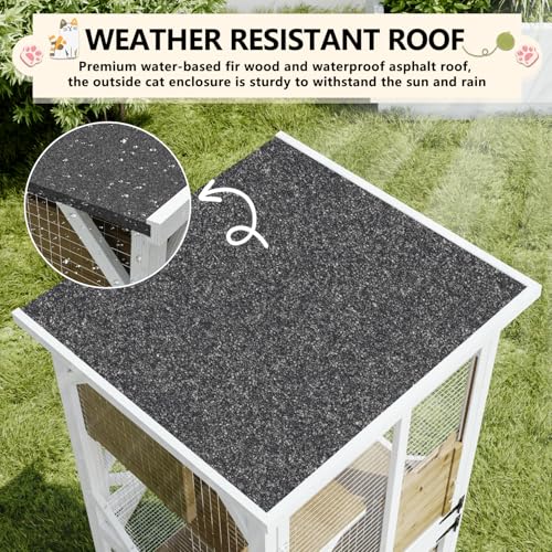 Gray 71" Wooden Cat Cage with Scratching Post J899628