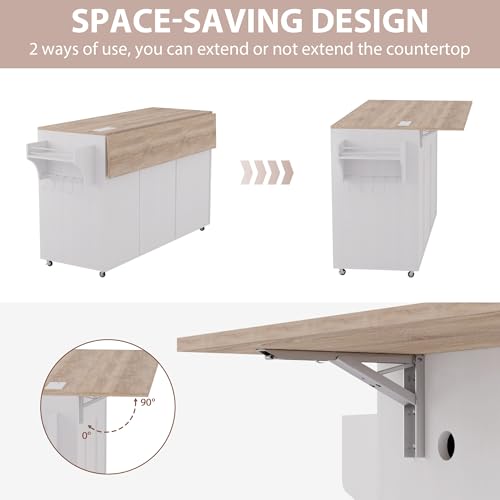 Black Rolling Kitchen Island Cart with Storage and Power Outlet J98983