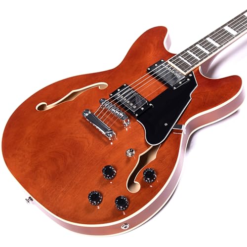 Brown Semi-Hollow Body Electric Guitar with F-Hole D49477