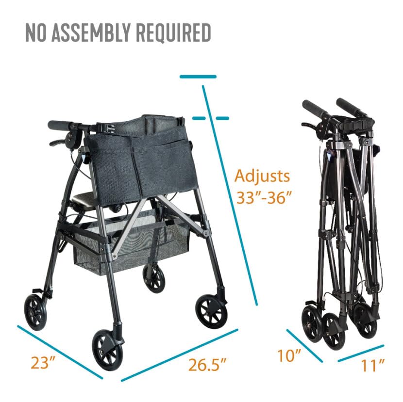 Cobalt Blue Lightweight Folding Rollator with Wheels and Seat P377672