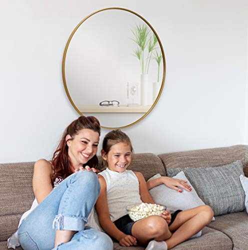 Gold 36 Inch Round Wall Mirror B758