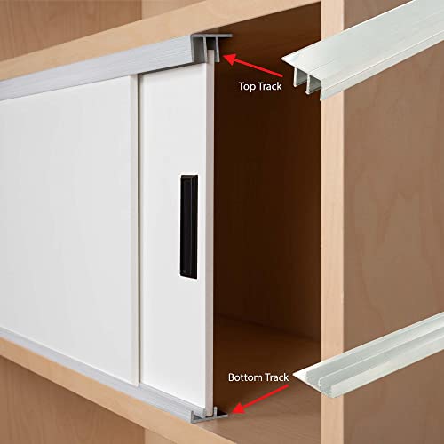 Aluminum Sliding Door Track for 1/4'' Glass or Wood Door Panels, 4 Foot Upper and Lower Track Set S194734