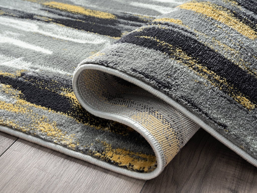 6 x 9 Grey Yellow Area Rug H519