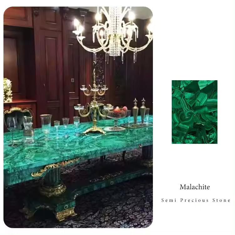 Semi Precious Malachite Gemstone Dining Table (60 x 36 Inches) D48430