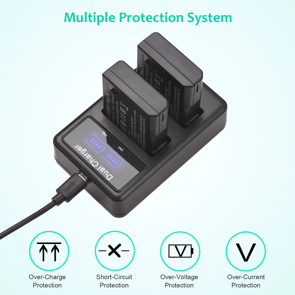 2pcs 7.4V 1500mAh Battery + 1pc Dual Channel Battery USB Port Screen Display S996
